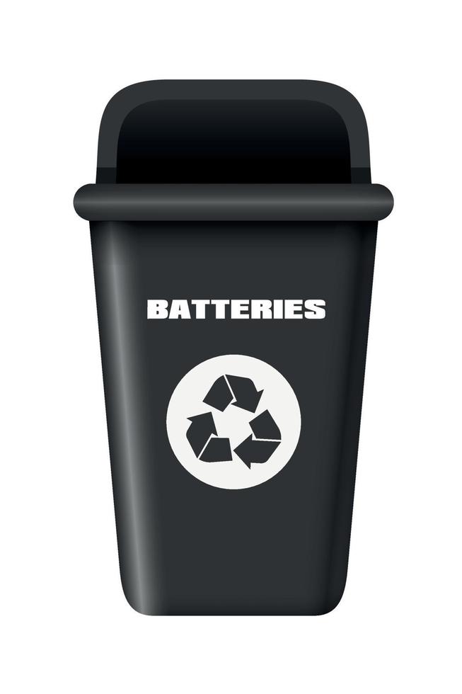 zwart vector afvalcontainer voor batterijen