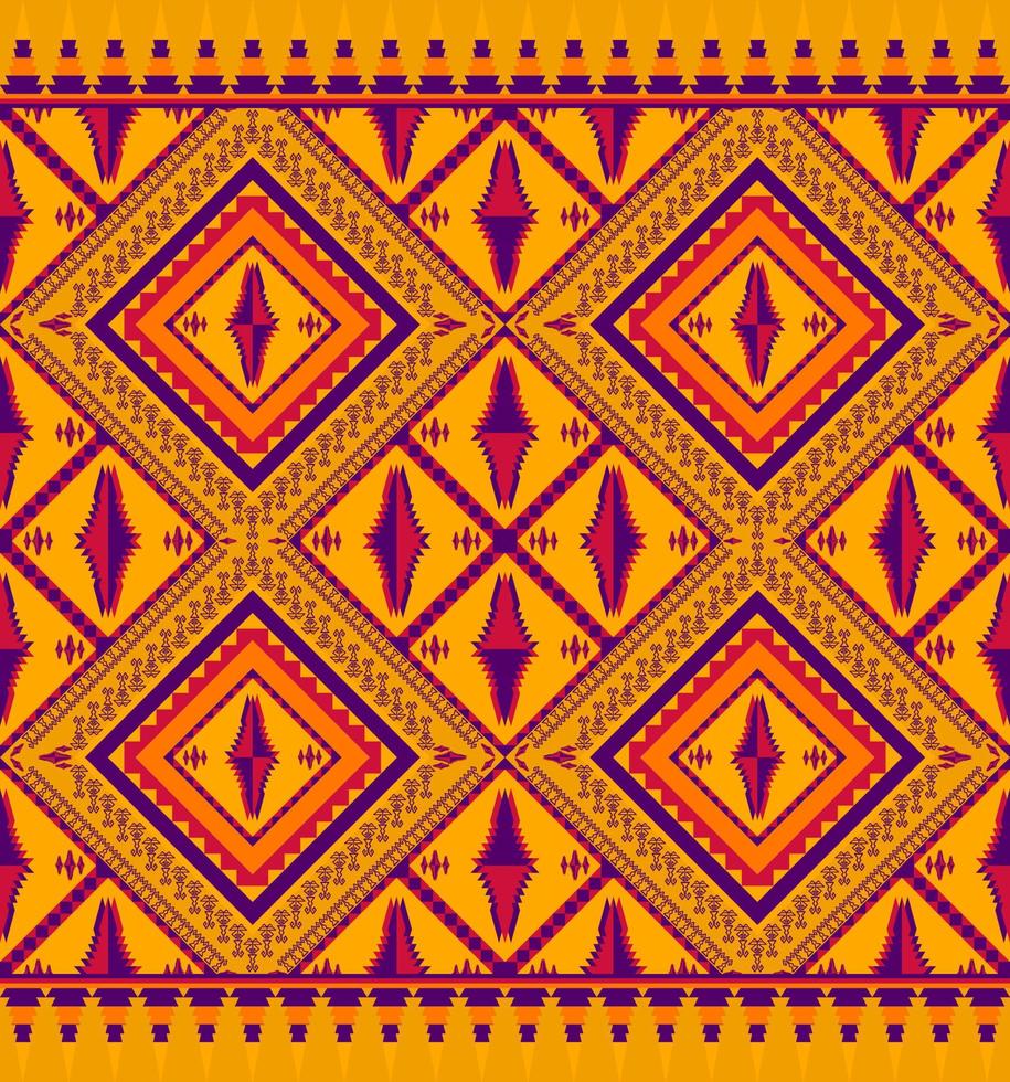 etnisch volk meetkundig naadloos patroon in geel toon in vector illustratie ontwerp voor kleding stof, mat, tapijt, sjaal, omhulsel papier, tegel en meer