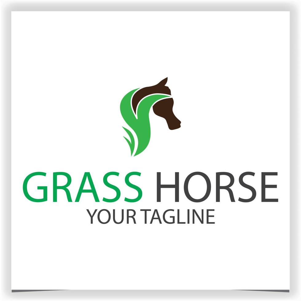 gebruik makend van de concept van een silhouet paard hoofd en gras logo premie elegant sjabloon vector eps 10