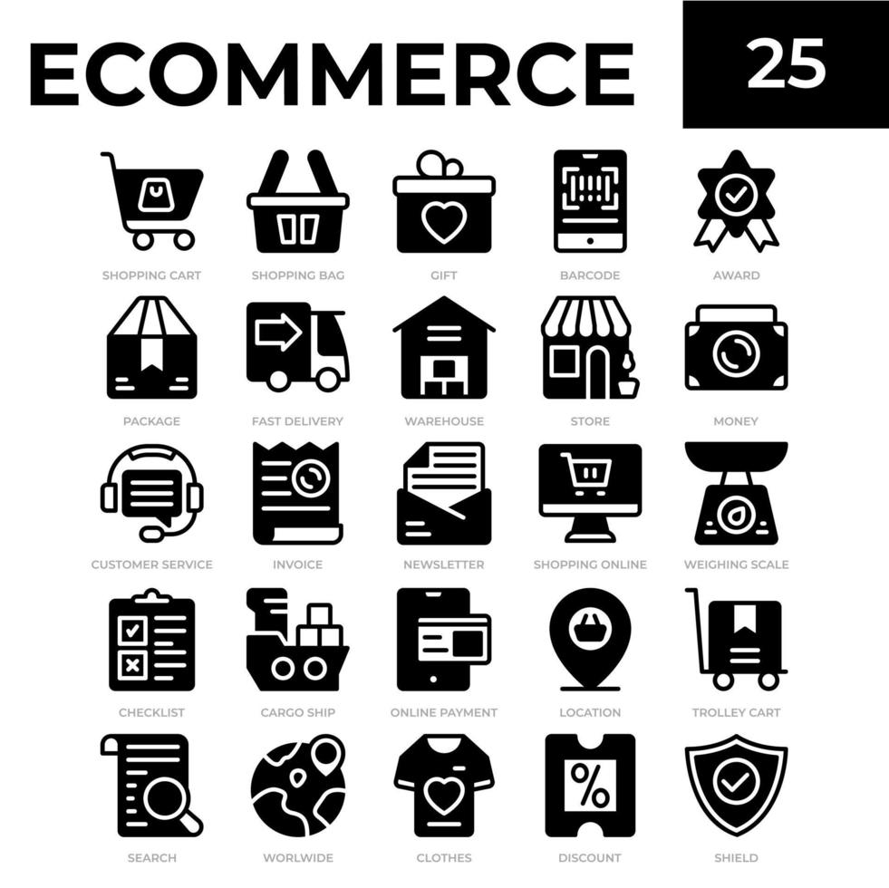 e-commerce glyph-pictogrammen vector