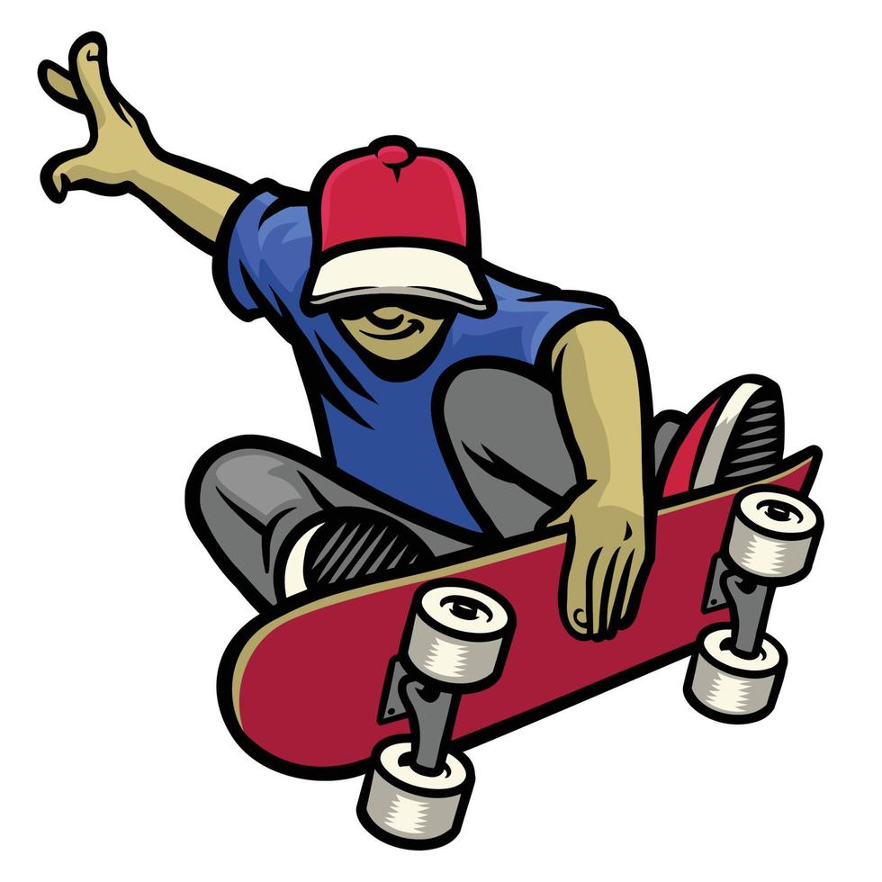 Sakter in actie spelen zijn skateboard vector