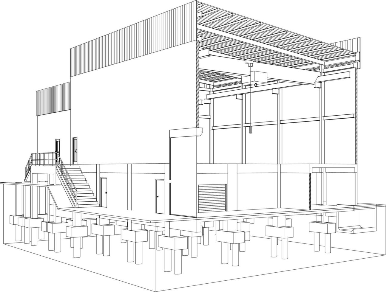 3d illustratie van gebouw project vector