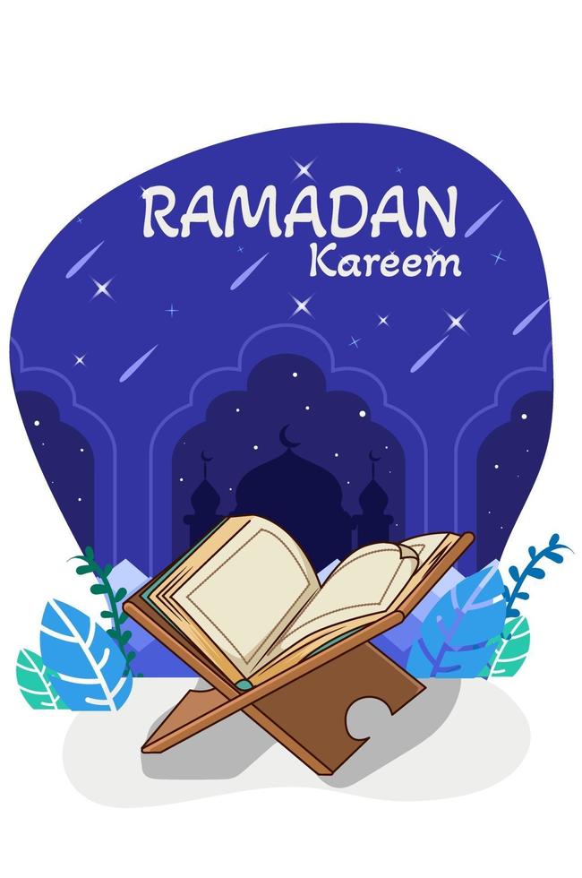 koran in de ramadan kareem cartoon afbeelding vector