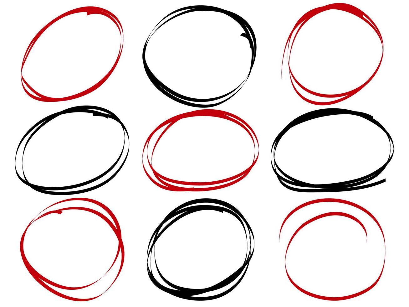 hand- getrokken kattebelletje lijn cirkels en pijlen. tekening ronde cirkels voor bericht Notitie Mark ontwerp element. vector illustratie