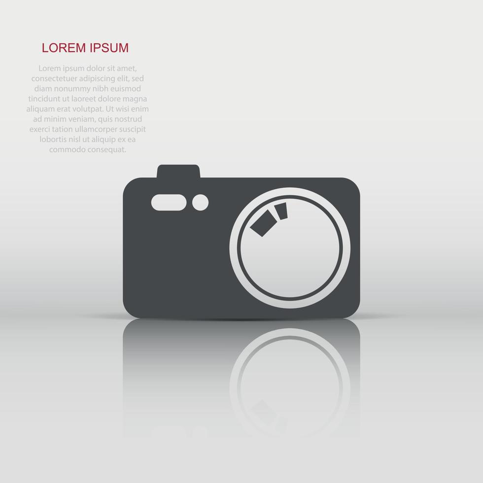 vector foto camera icoon in vlak stijl. fotograaf cam teken illustratie pictogram. camera bedrijf concept.