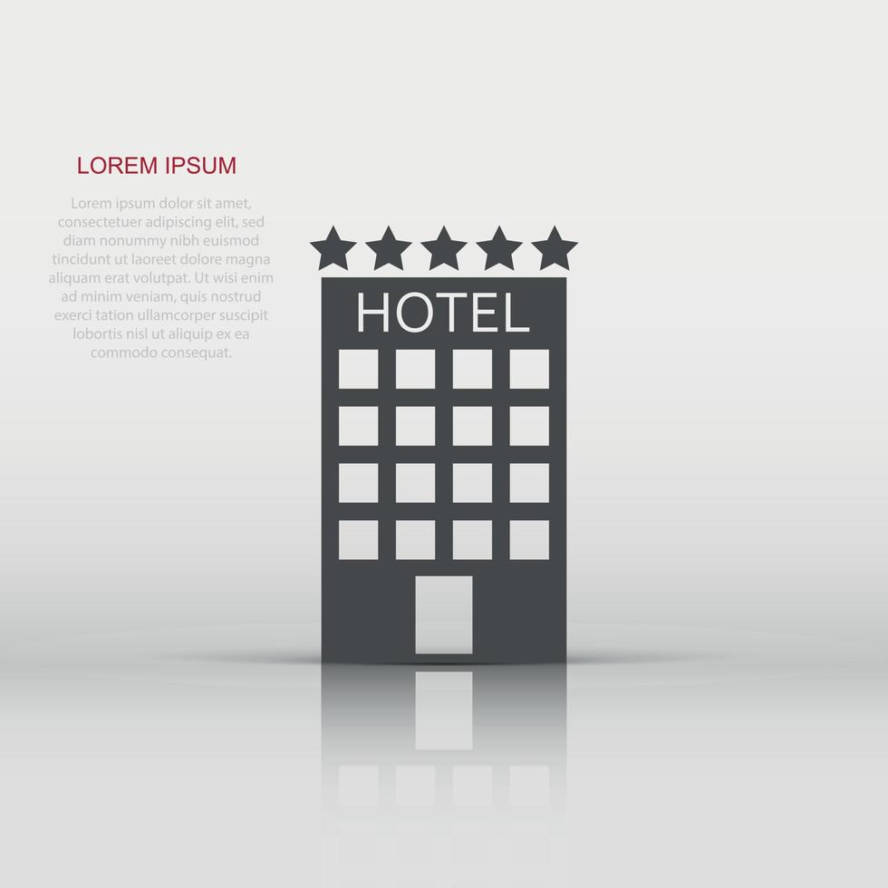 vector hotel icoon in vlak stijl. toren teken illustratie pictogram. hotel appartement bedrijf concept.