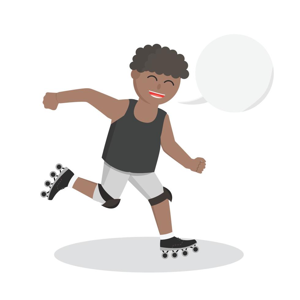 Afrikaanse Mens rol schaatser met uitroepen ontwerp karakter Aan wit achtergrond vector