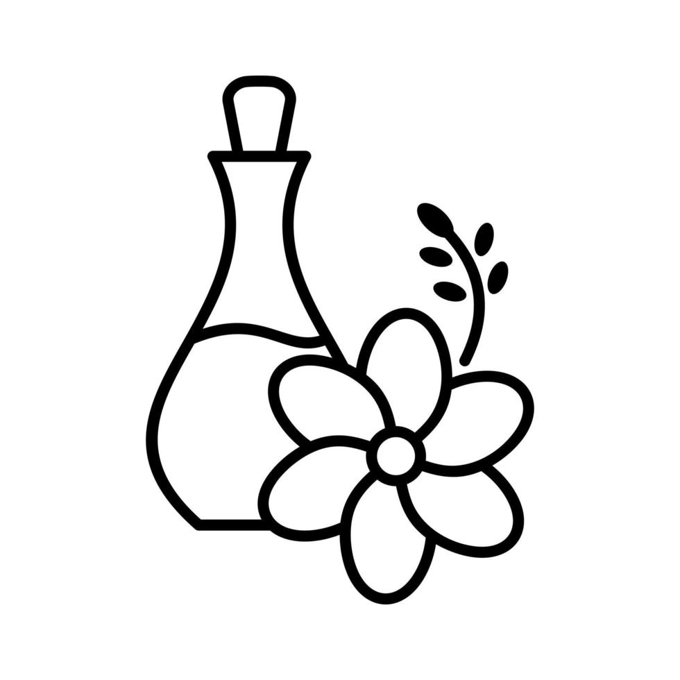 natuur toverdrank fles met bloem spa schets icoon vector illustratie