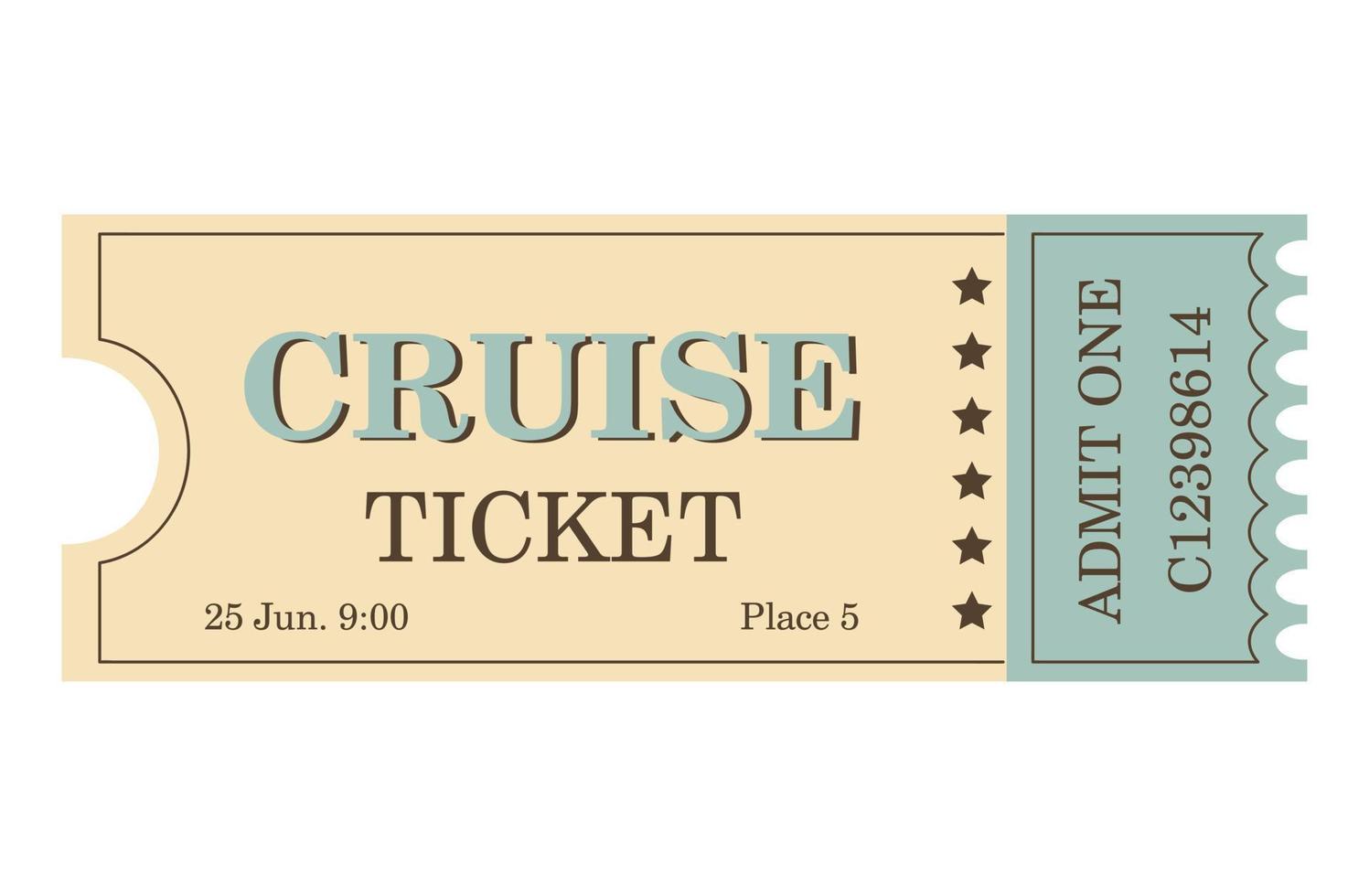 klassiek retro ticket voor bioscoop, circus, film, theater, cruise, concert en andere evenementen. oud wijnoogst stijl in pastel kleuren. vector