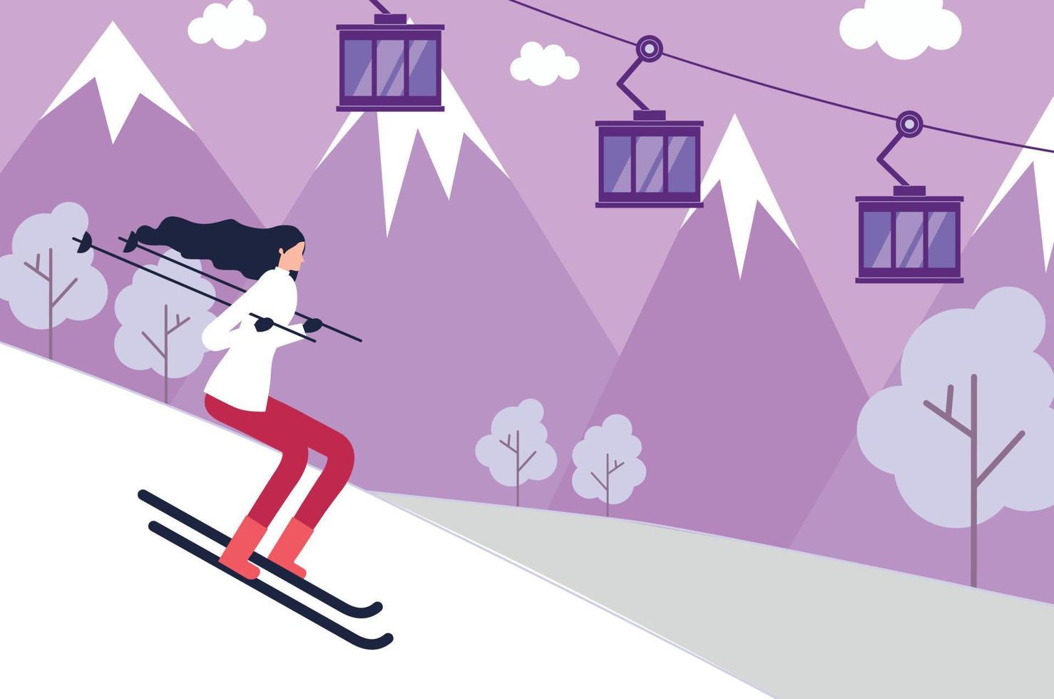 de meisje is ijs skiën. vector