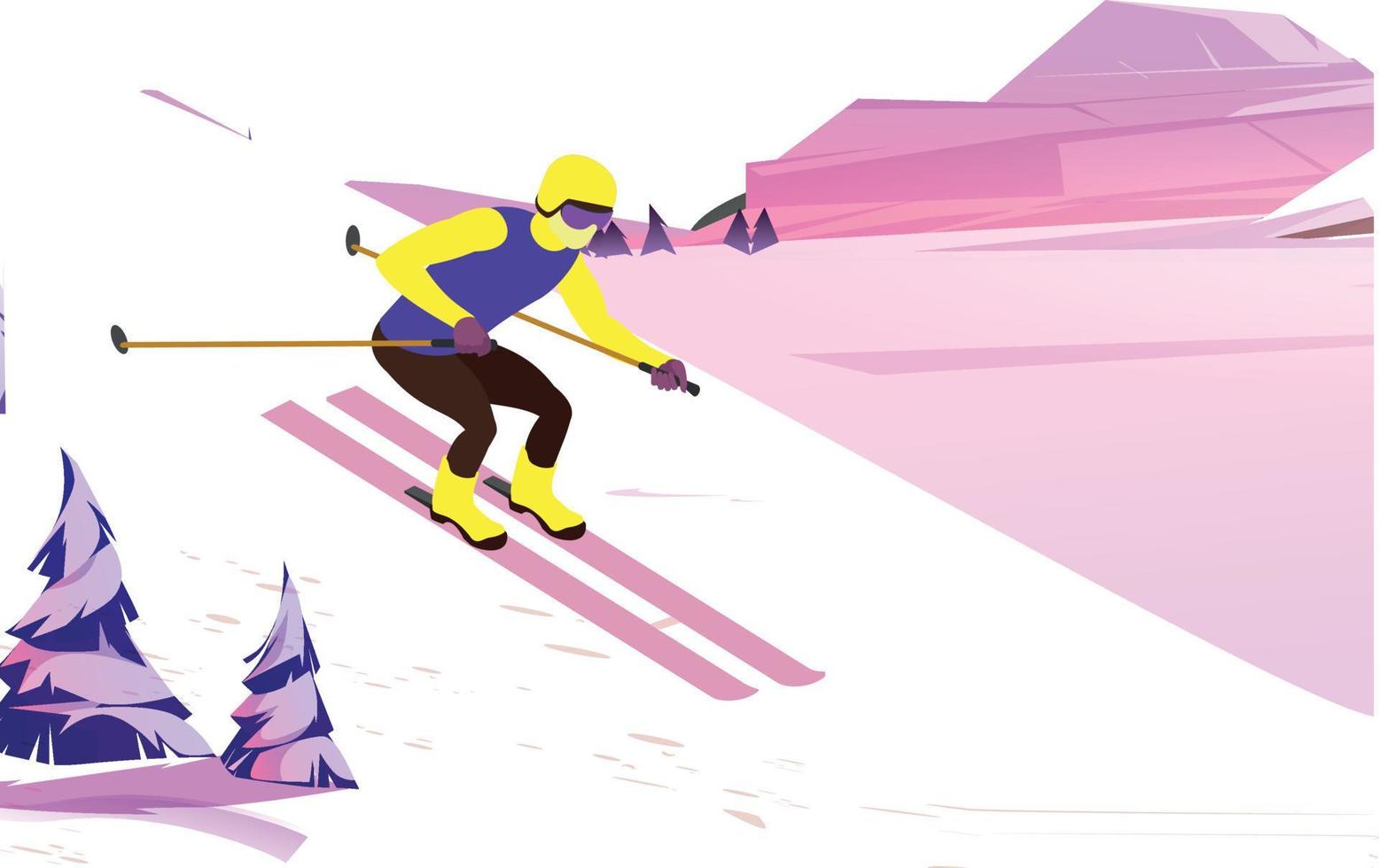 de jongen is ijs skiën. vector