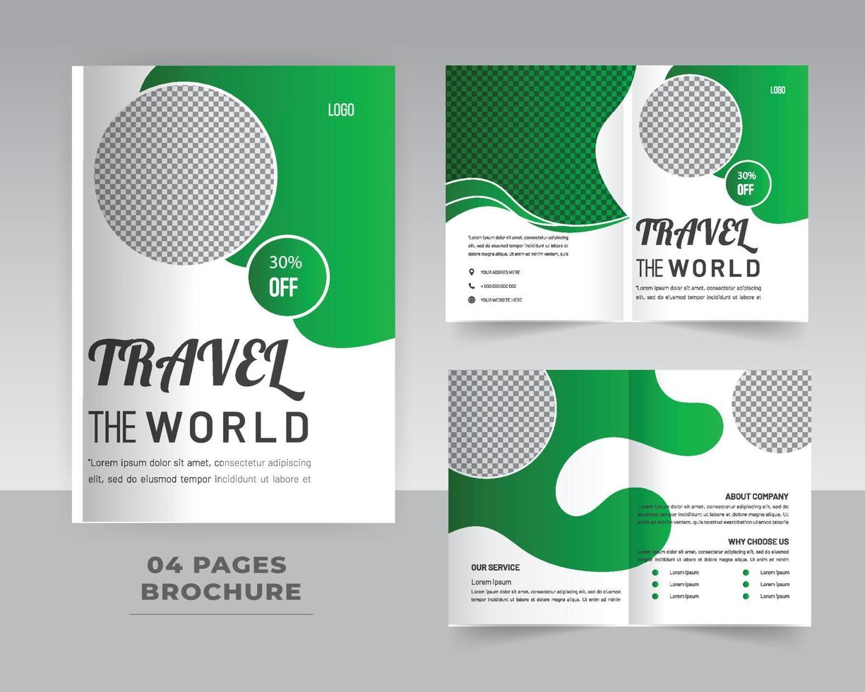 4 bladzijde reizen brochure sjabloon ontwerp vector