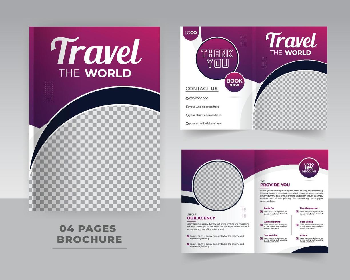 4 bladzijde reizen brochure sjabloon ontwerp vector