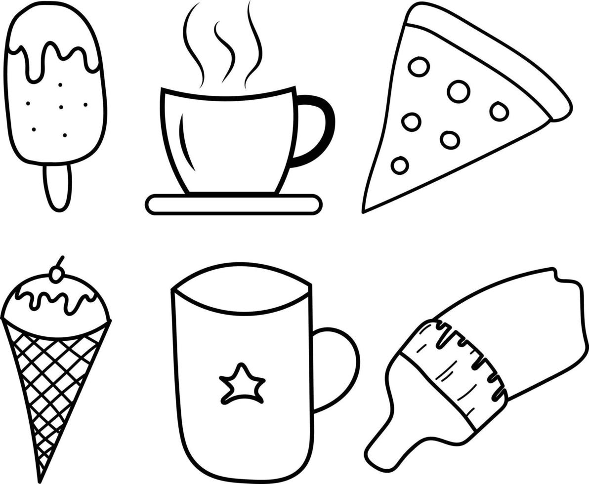 koffie en ijs room lijn pictogrammen set. vector illustratie. lijn kunst vector