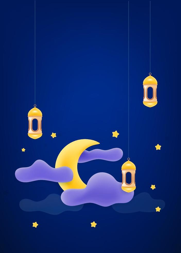 islamitische feestdagen decoratie. vector banner met maan en wolken. vector banner met kopie ruimte