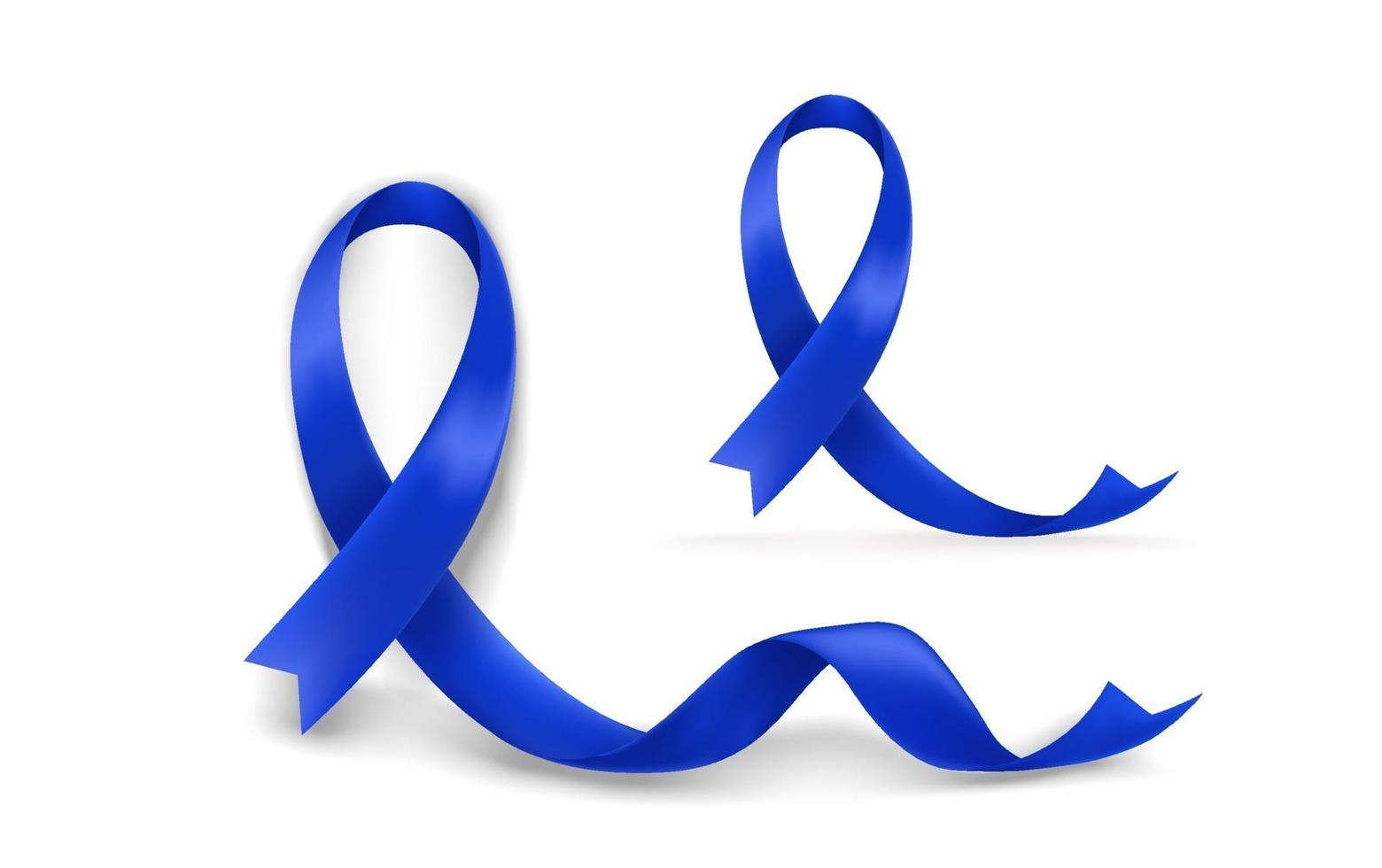 tubereuze sclerose bewustzijn maand symbool. blauwe linten set geïsoleerd op een witte achtergrond vector