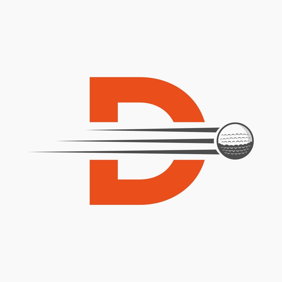 brief d golf logo ontwerp. eerste hockey sport academie teken, club symbool vector