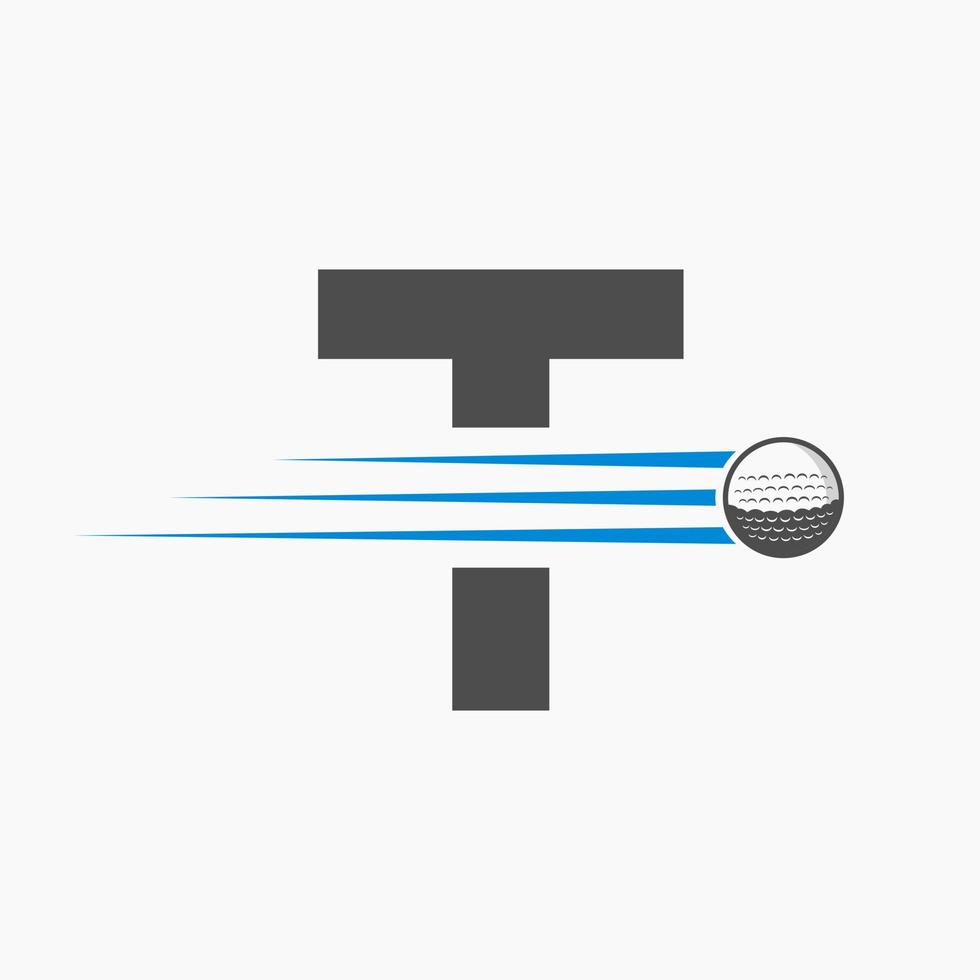 brief t golf logo ontwerp. eerste hockey sport academie teken, club symbool vector