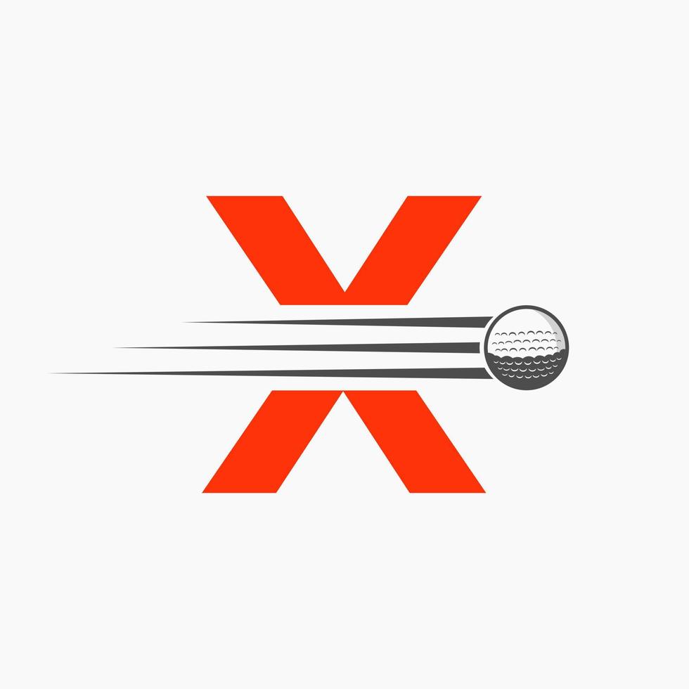 brief X golf logo ontwerp. eerste hockey sport academie teken, club symbool vector