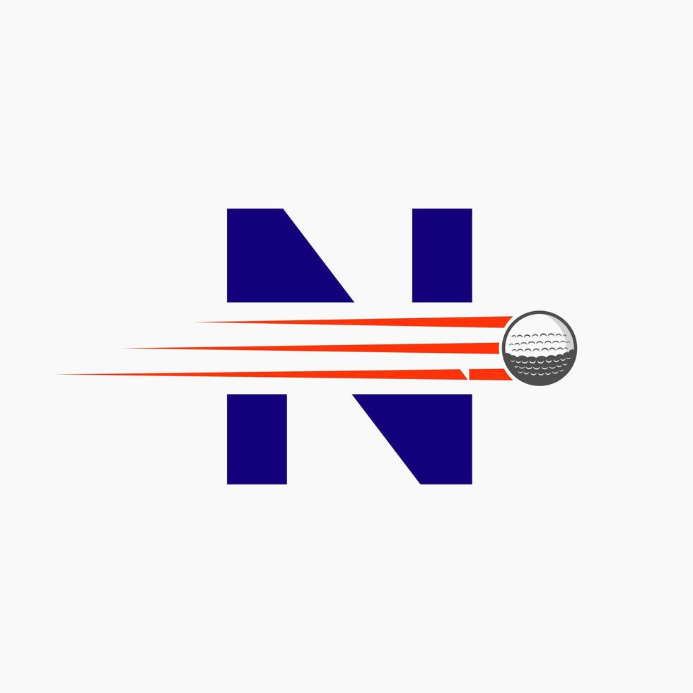 brief n golf logo ontwerp. eerste hockey sport academie teken, club symbool vector