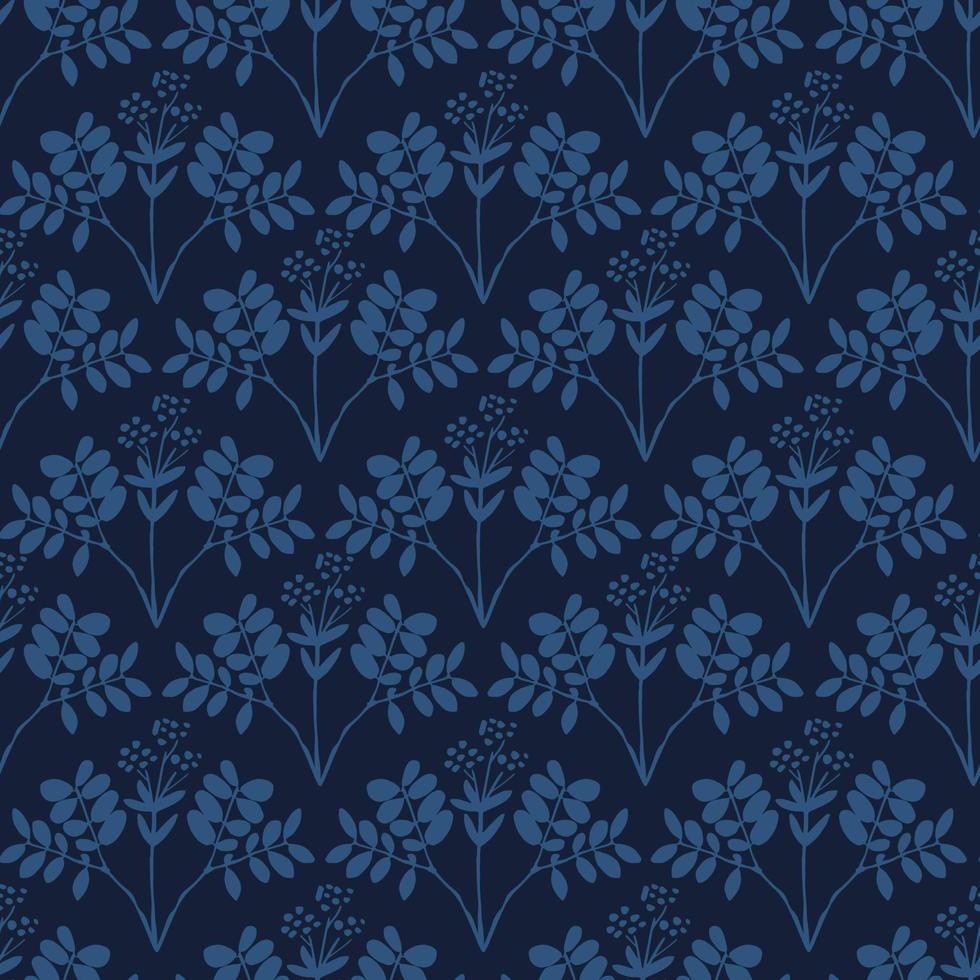 donker blauw bloemen patroon vector