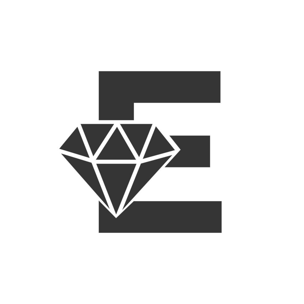 brief e diamant logo ontwerp. sieraden logo met diamant icoon vector sjabloon