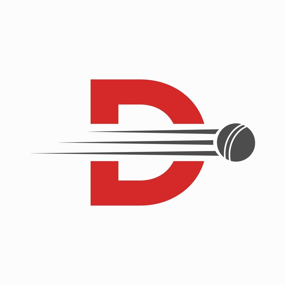 eerste brief d krekel logo concept met bal icoon voor krekel club symbool vector