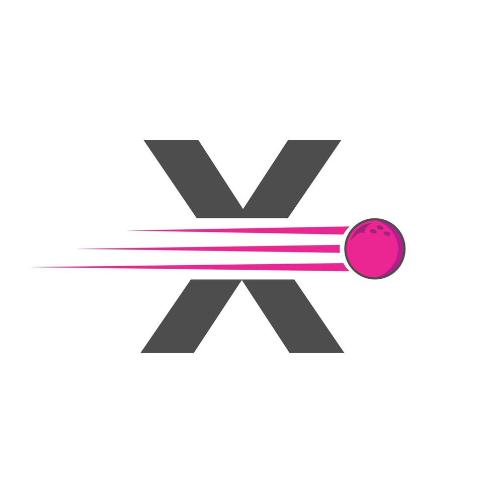 eerste brief X bowling logo. bowling bal symbool vector sjabloon