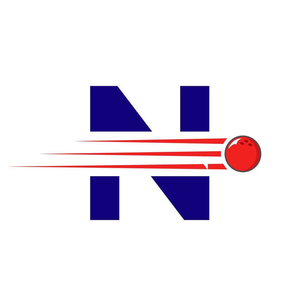 eerste brief n bowling logo. bowling bal symbool vector sjabloon