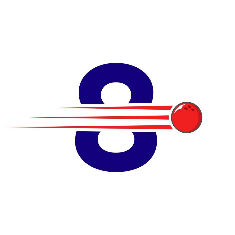 eerste brief 8 bowling logo. bowling bal symbool vector sjabloon