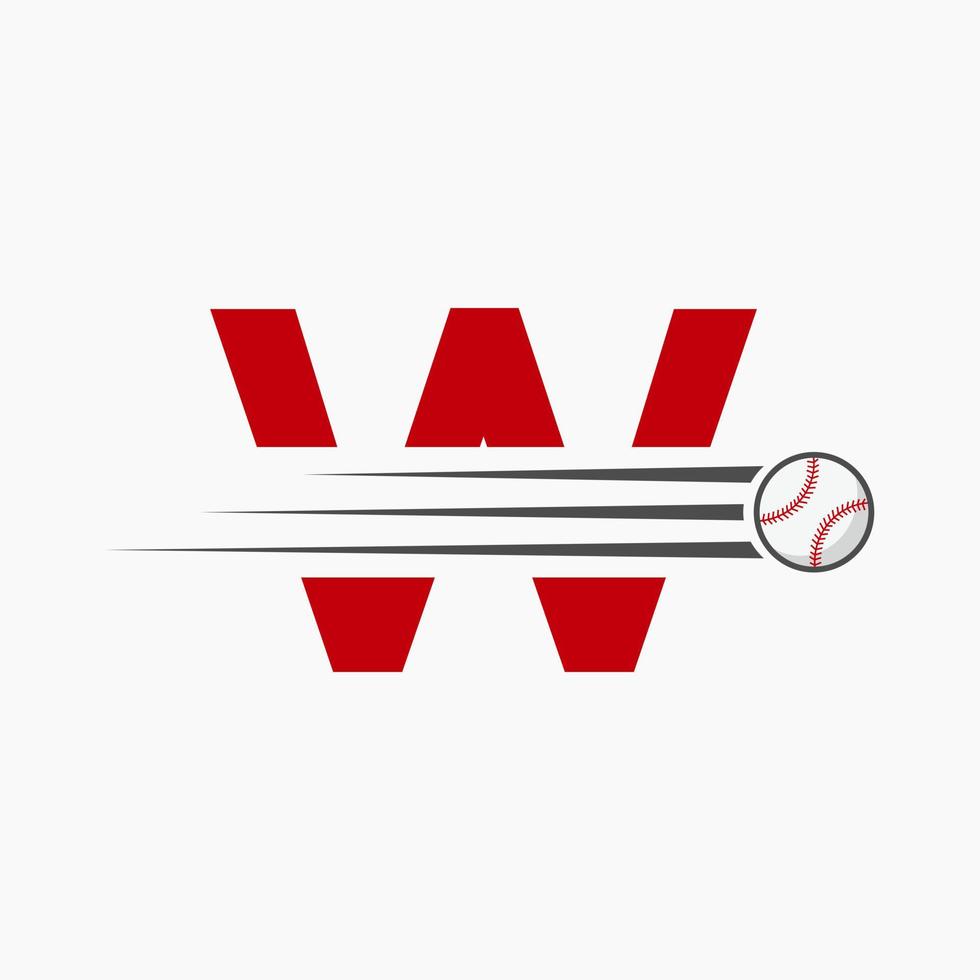 eerste brief w basketbal logo met in beweging basketbal icoon vector