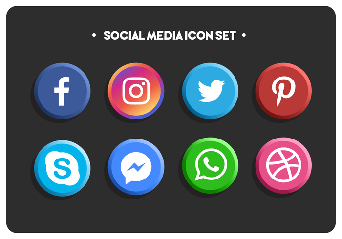 Eenvoudige Flat gekleurde Social Media Icons Set vector
