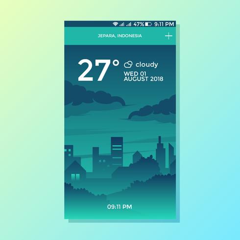 bewolkt weer app scherm vector