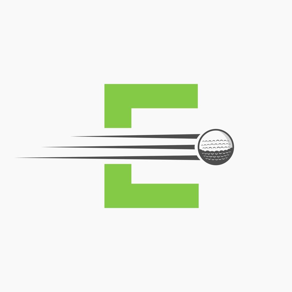 brief e golf logo ontwerp. eerste hockey sport academie teken, club symbool vector