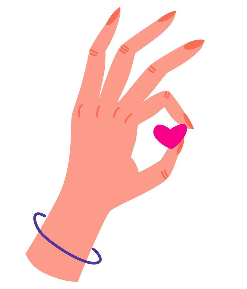 hand- houdt de hart. de concept van liefdadigheid, bijdrage, of vrijwilligerswerk. helpen en ondersteuning van mensen. een symbool van Gezondheid en zorg. vlak vector tekenfilm illustratie