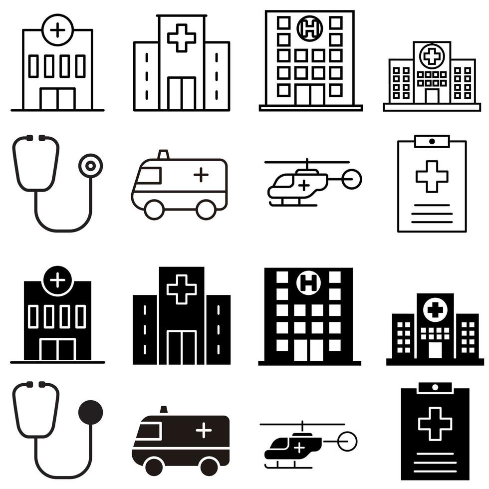 kliniek icoon vector set. ziekenhuis illustratie teken. helpen symbool. ziekenboeg logo. ambulance markering.