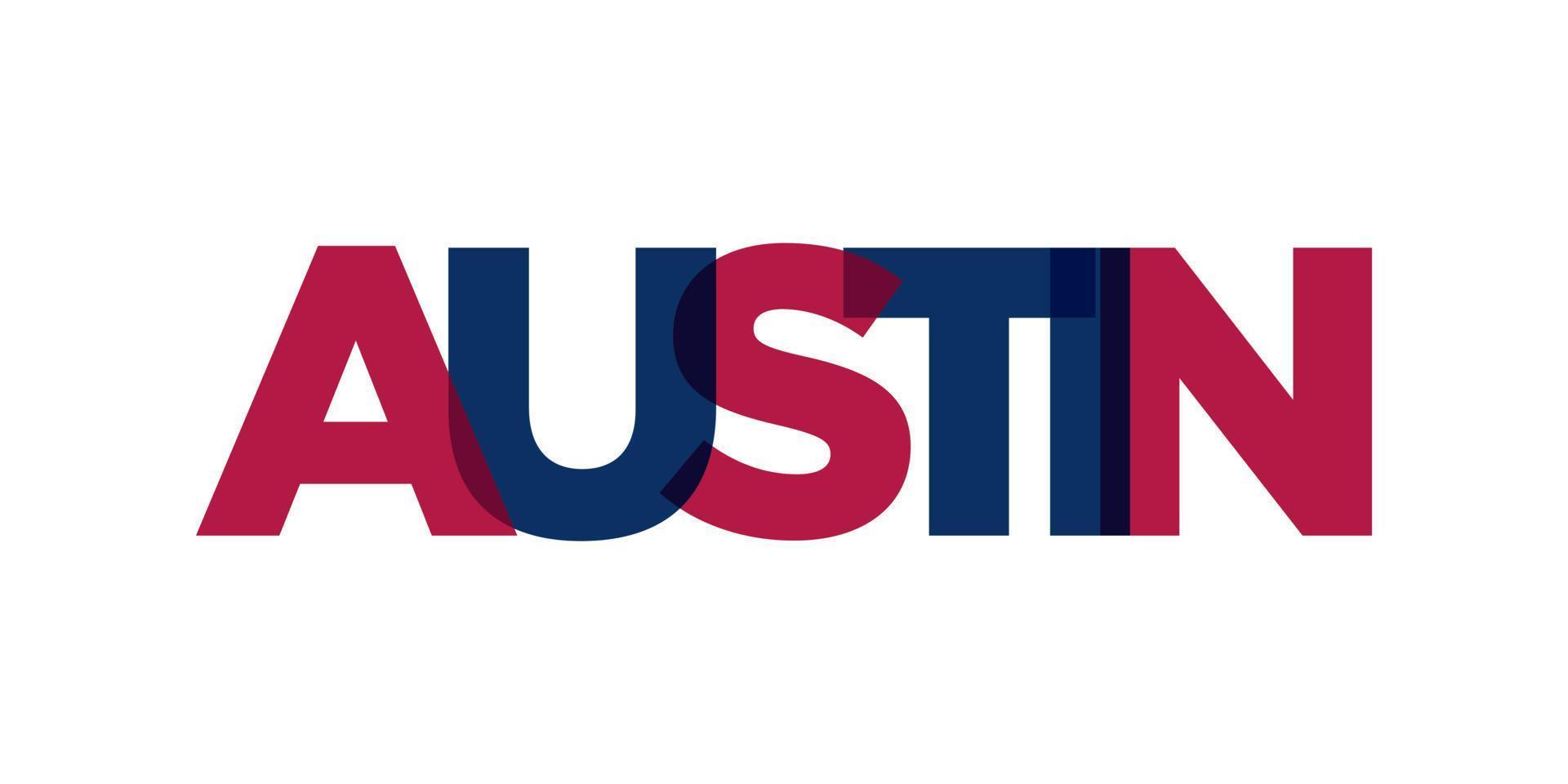 austin, Texas, Verenigde Staten van Amerika typografie leuze ontwerp. Amerika logo met grafisch stad belettering voor afdrukken en web. vector