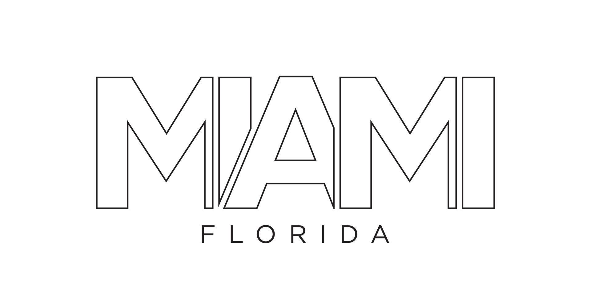 miami, Florida, Verenigde Staten van Amerika typografie leuze ontwerp. Amerika logo met grafisch stad belettering voor afdrukken en web. vector