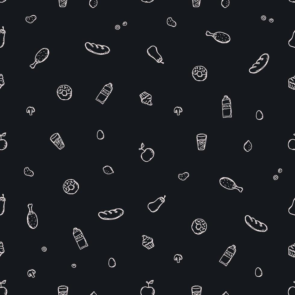 naadloos patroon met voedsel pictogrammen. tekening voedsel patroon. voedsel achtergrond vector