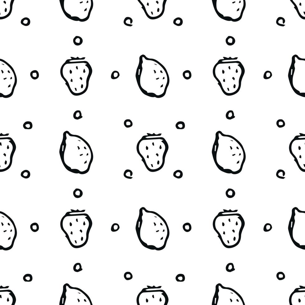 naadloos fruitpatroon. doodle achtergrond met fruit pictogrammen. fruit achtergrond vector