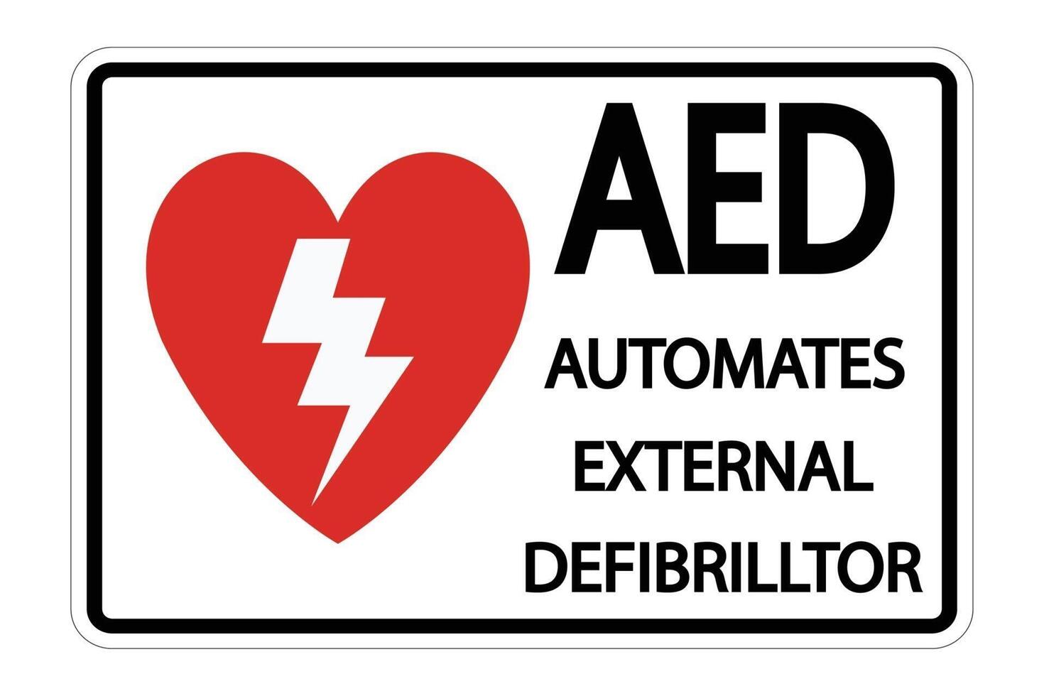 symbool aed-tekenetiket op witte achtergrond vector