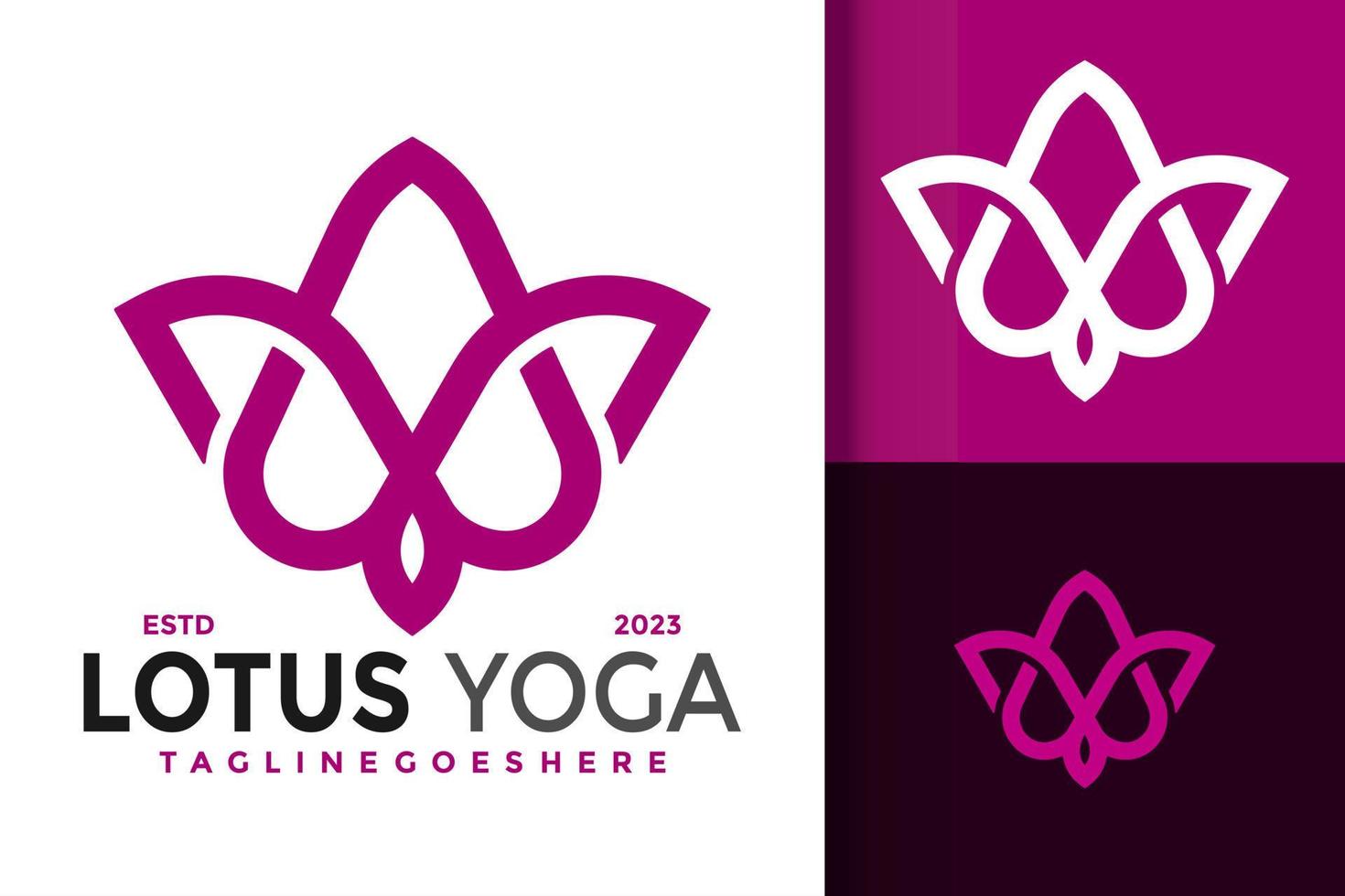 brief een lotus yoga logo vector icoon illustratie