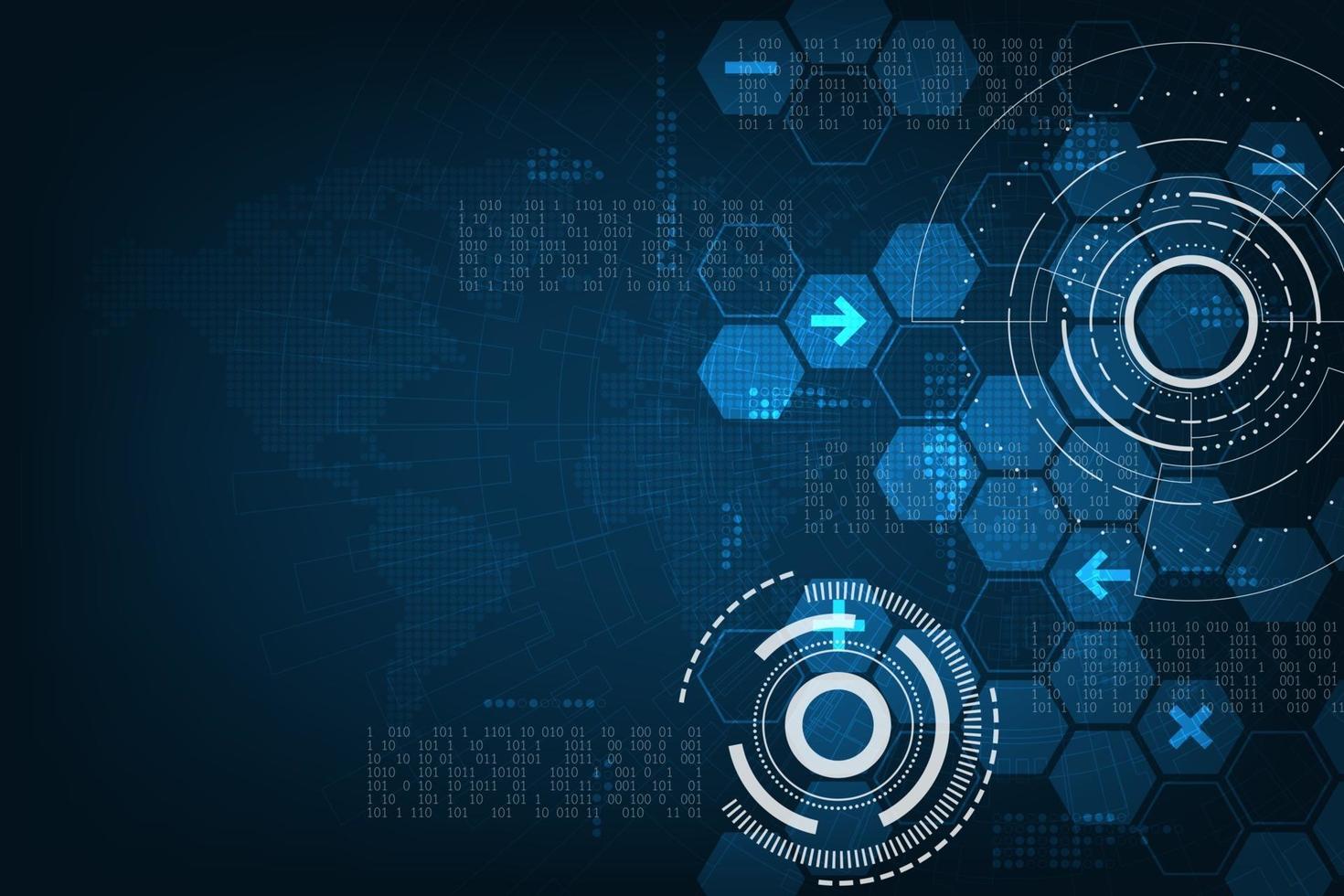 vector achtergrond van wetenschappelijk en technologisch systeem voor het berekenen van complexe gegevens.