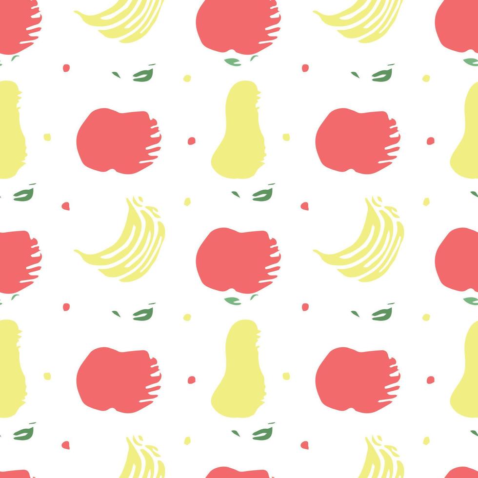 naadloos fruitpatroon. doodle achtergrond met fruit pictogrammen. fruit achtergrond vector