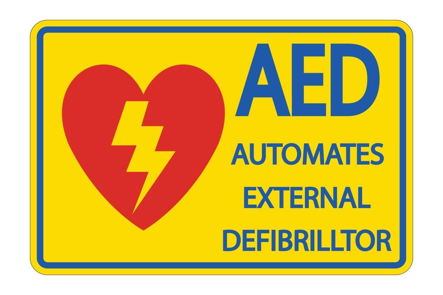 symbool aed-tekenetiket op witte achtergrond vector