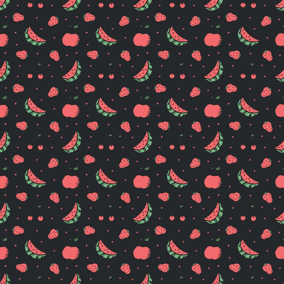 naadloos fruitpatroon. doodle achtergrond met fruit pictogrammen. fruit achtergrond vector