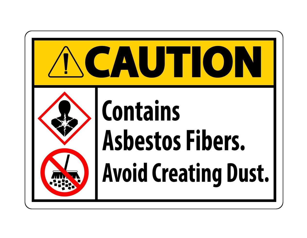 waarschuwingsetiket bevat asbestvezels, vermijd stofvorming vector