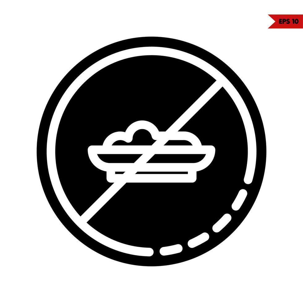 Nee eten in Nee teken bord glyph icoon vector