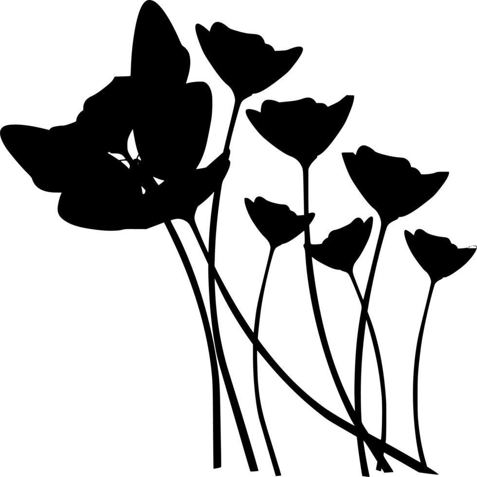 vector silhouet van bloemen Aan wit achtergrond