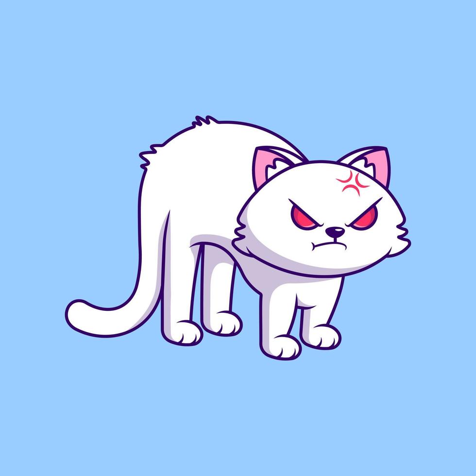 schattig wit kat boos tekenfilm vector pictogrammen illustratie. vlak tekenfilm concept. geschikt voor ieder creatief project.